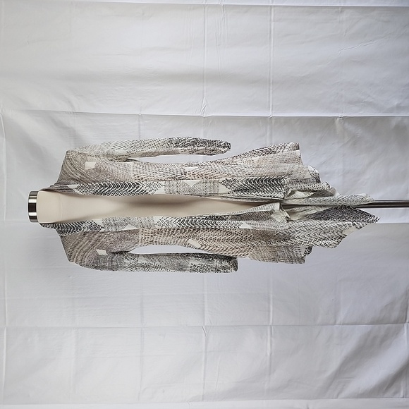 Nic+Zoe Longline Linen Blend Geometric Crochet Knit Waterfull Hem Cardigan S - Picture 8 of 11